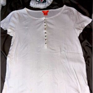 This is a women’s basic white T-Shirt